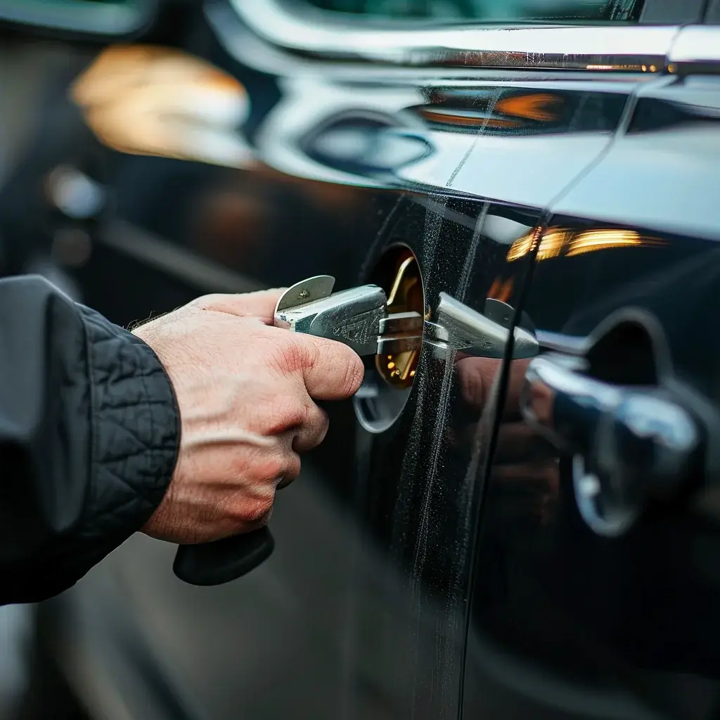 Der Schlosser von Schlüsseldienst Freital öffnet das Auto-Schloss