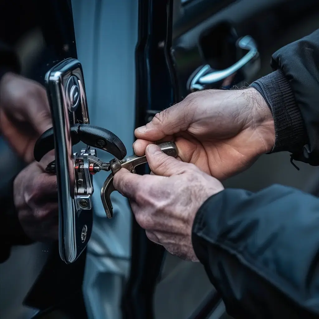 Der Schlosser von Schlüsseldienst Freital öffnet das Auto-Schloss