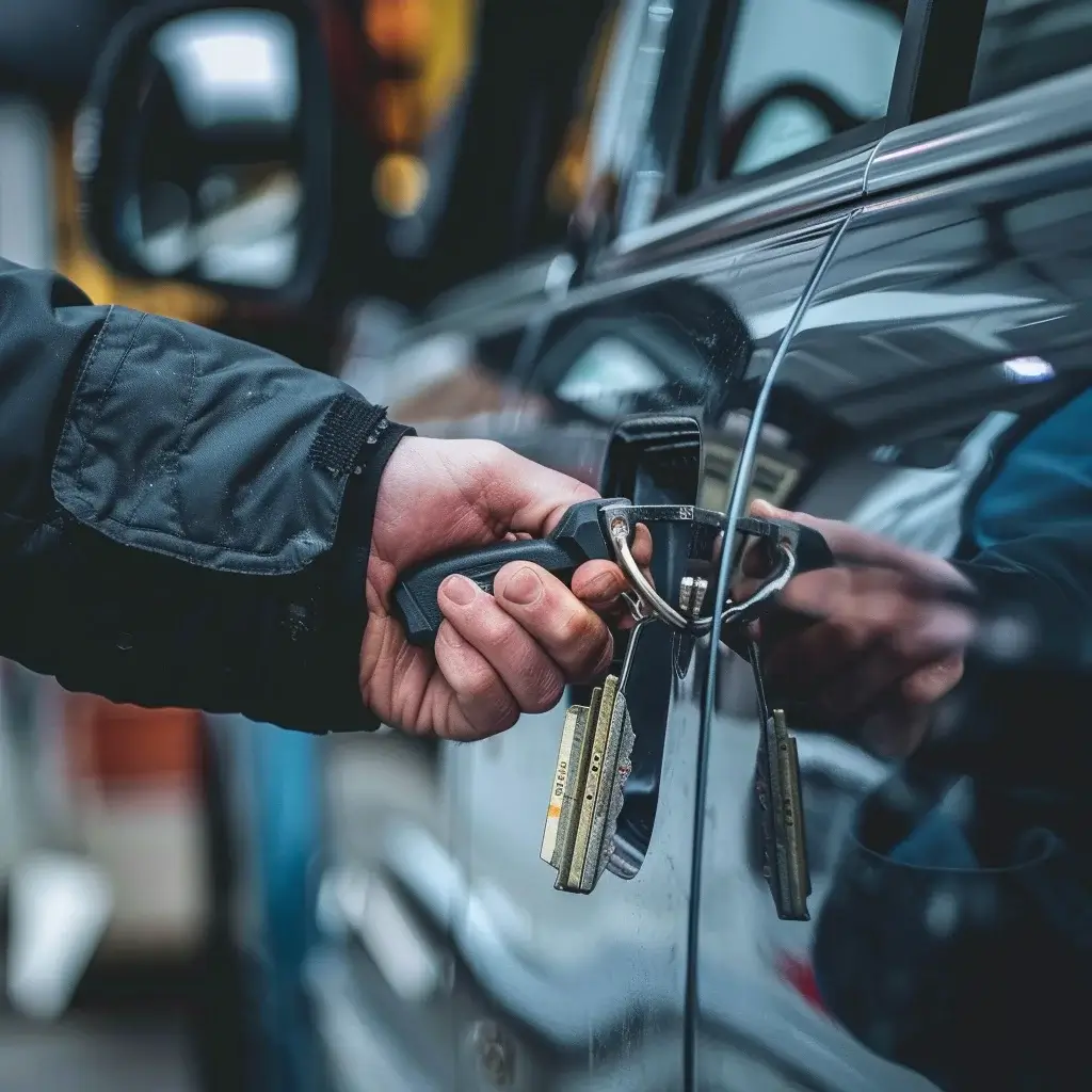 Der Schlosser von Schlüsseldienst Freital öffnet das Auto-Schloss